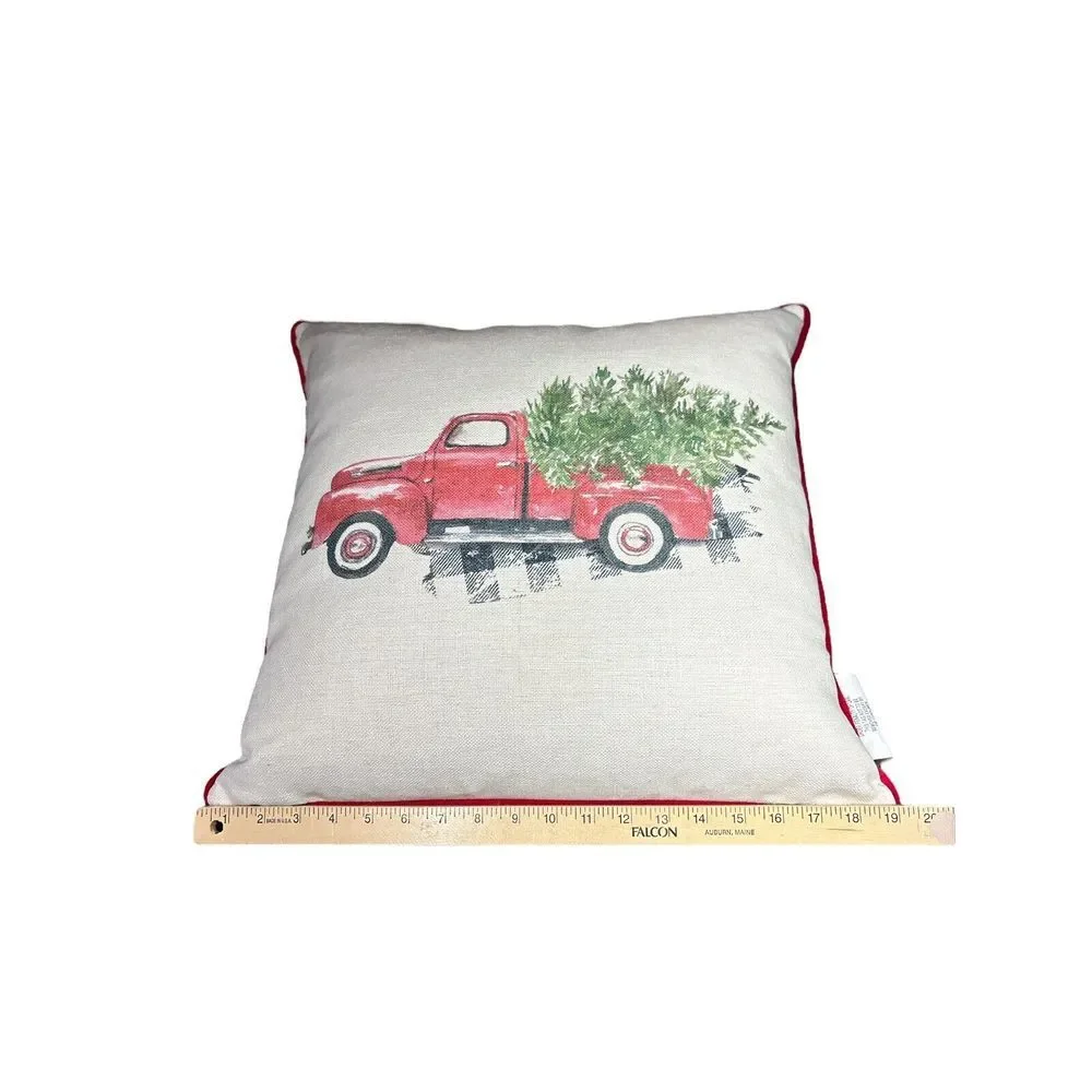 Red Truck Christmas Tree Delivery Pillow • 19
